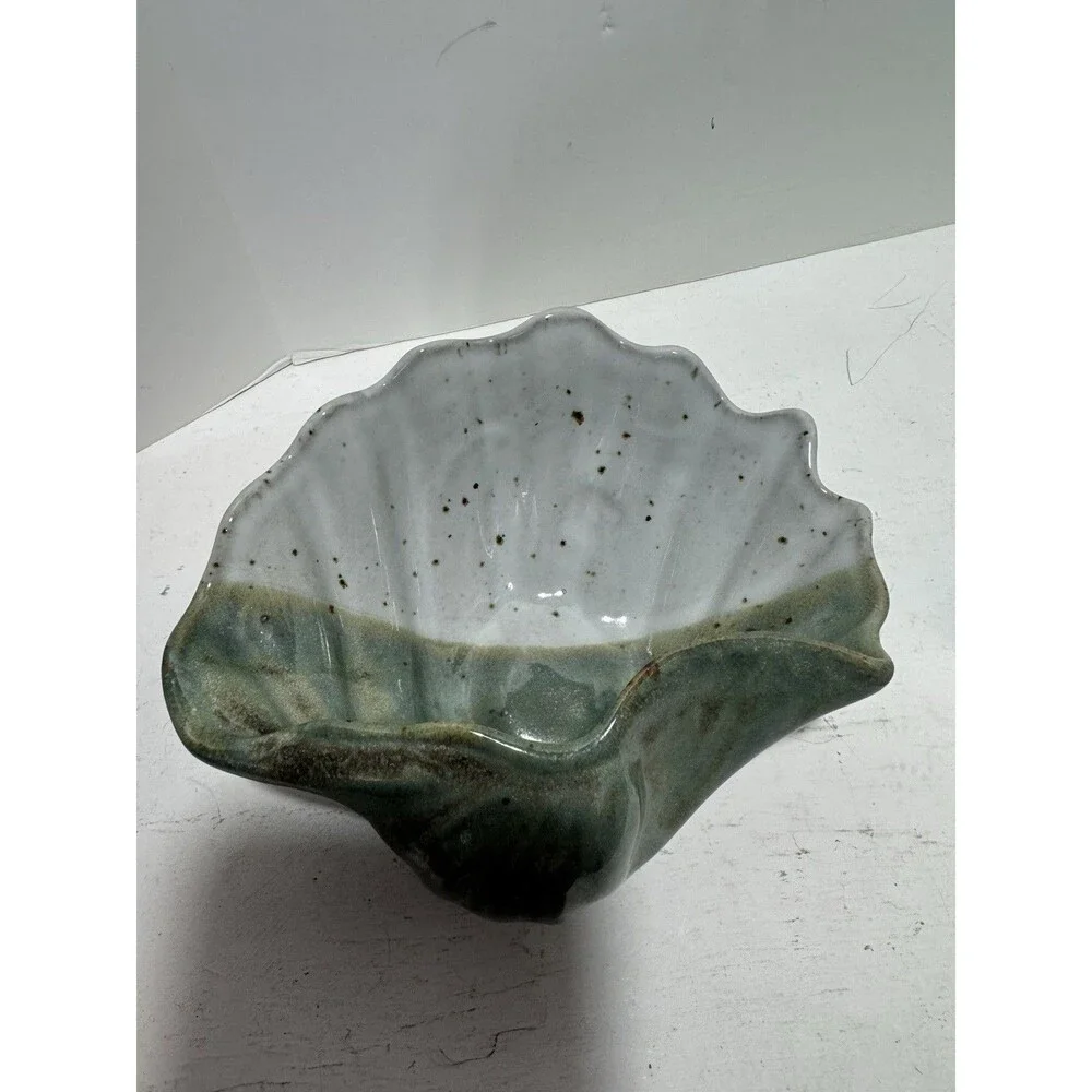 Signed Nedza Mid-Century Art Pottery Stoneware Shell Dish